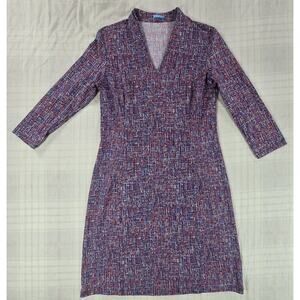 J.McLaughlin Women's Knit Midi Dress Abstract Red Purple Catalina Cloth L